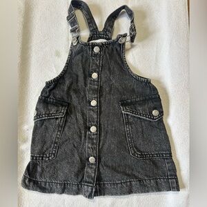 Zara Black Denim Kids Overall Dress